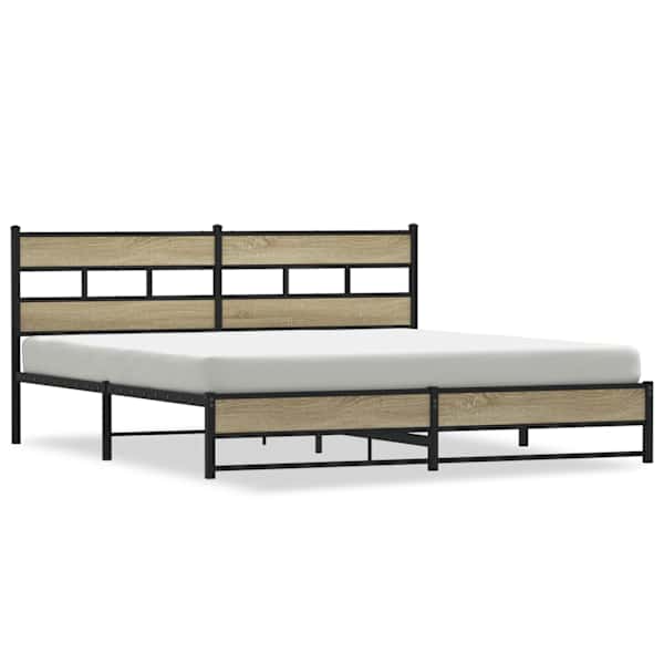 Voodiraam, sonoma tamm, 200 × 200 cm, metall — mudel 3308502