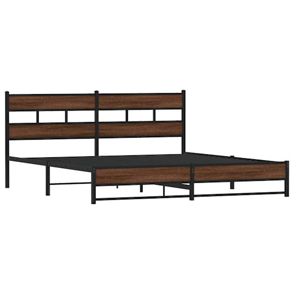 Voodiraam, pruun tamm, 200 × 200 cm, metall — mudel 3308515