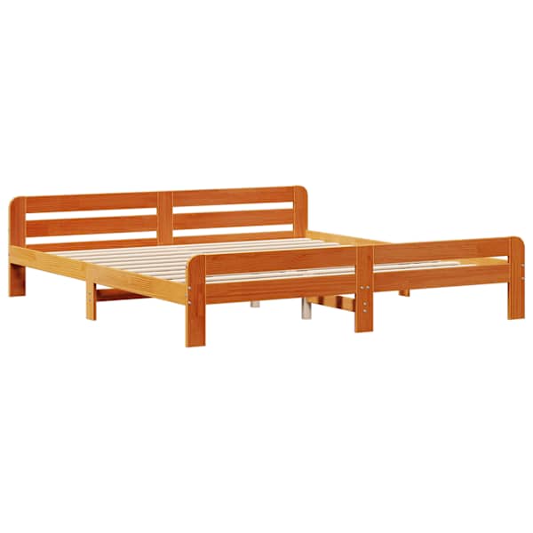 Voodiraam, vahapruun, 200 × 200 cm, männipuit — mudel 855462