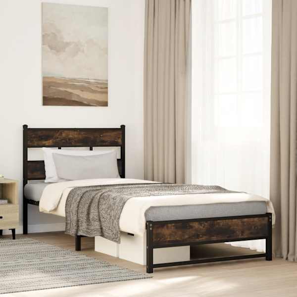 Voodiraam, suitsutatud tamm, 107 × 203 cm, metall — mudel 4017214