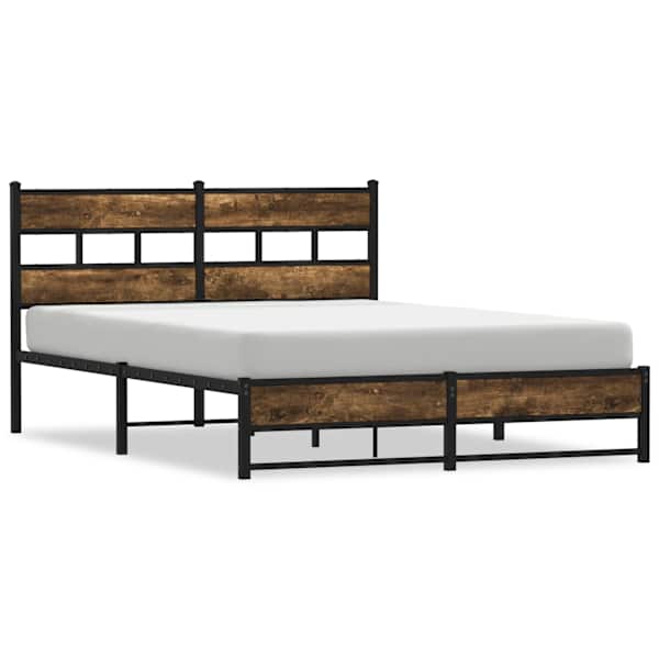 Voodiraam, suitsutatud tamm, 135 × 190 cm, metall — mudel 4017217