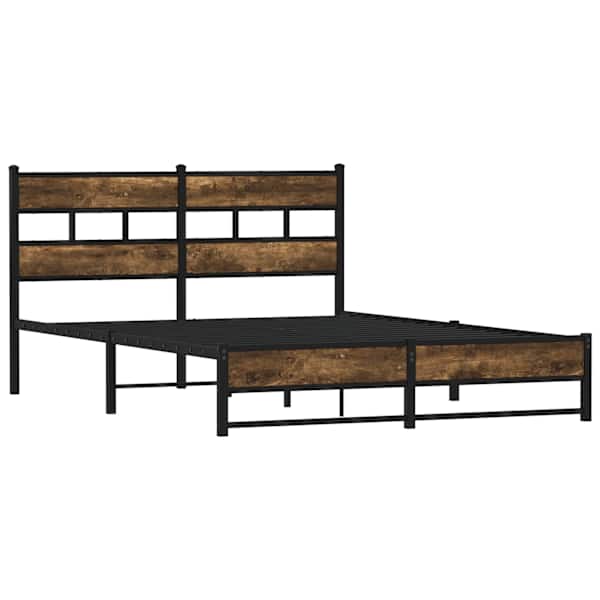 Voodiraam, suitsutatud tamm, 135 × 190 cm, metall — mudel 4017217
