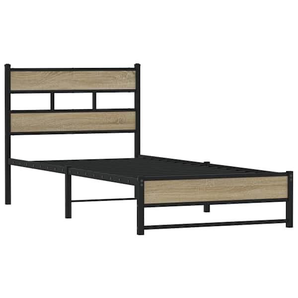 Voodiraam, sonoma tamm, 75 × 190 cm, metall — mudel 4017262