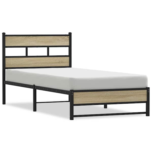 Voodiraam, sonoma tamm, 107 × 203 cm, metall — mudel 4017268