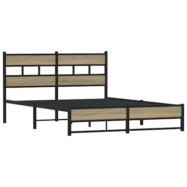 Voodiraam, sonoma tamm, 135 × 190 cm, metall — mudel 4017271