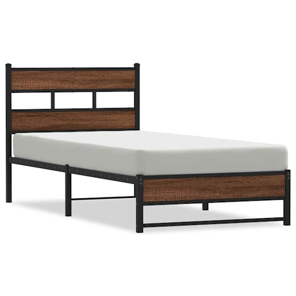 Voodiraam, pruun tamm, 90 × 190 cm, metall — mudel 4017318