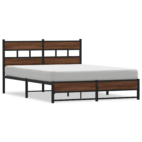 Voodiraam, pruun tamm, 135 × 190 cm, metall — mudel 4017325