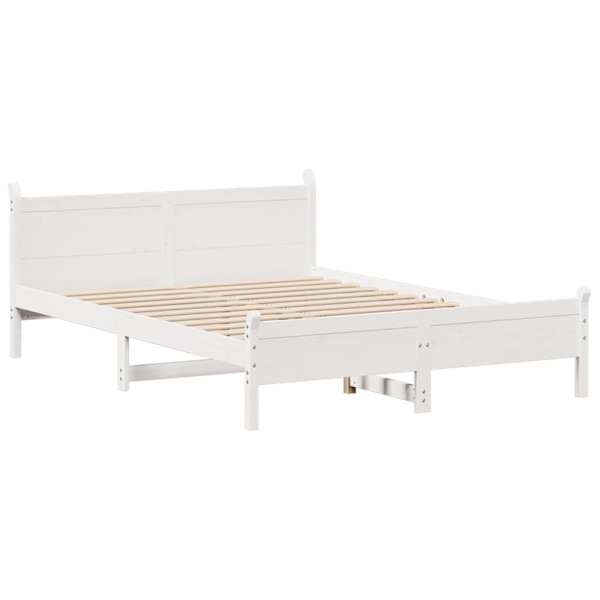 Voodiraam, valge, 135 × 190 cm, männipuit — mudel 855607