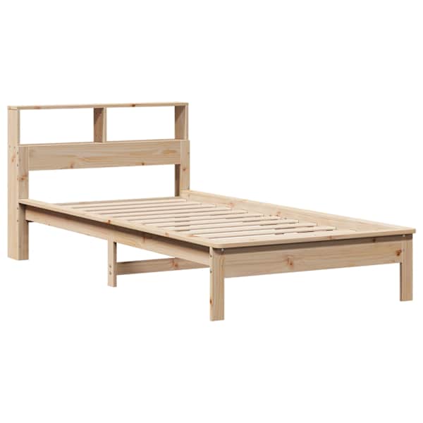 Voodiraam riiuliga, naturaalne, 100 × 200 cm, männipuit — mudel 855717
