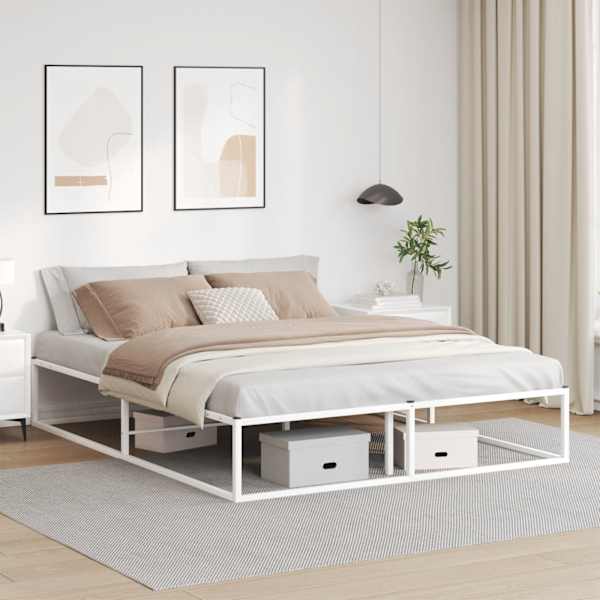 Voodiraam, valge, 160 × 200 cm, metall — mudel 4017426