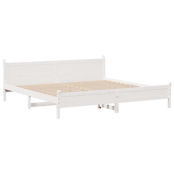 Voodiraam, valge, 200 × 200 cm, männipuit — mudel 3309723