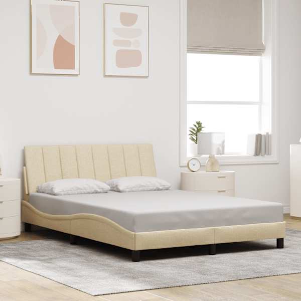 Voodiraam, kreemjasvalge, 140 × 200 cm, kangas — mudel 3310396