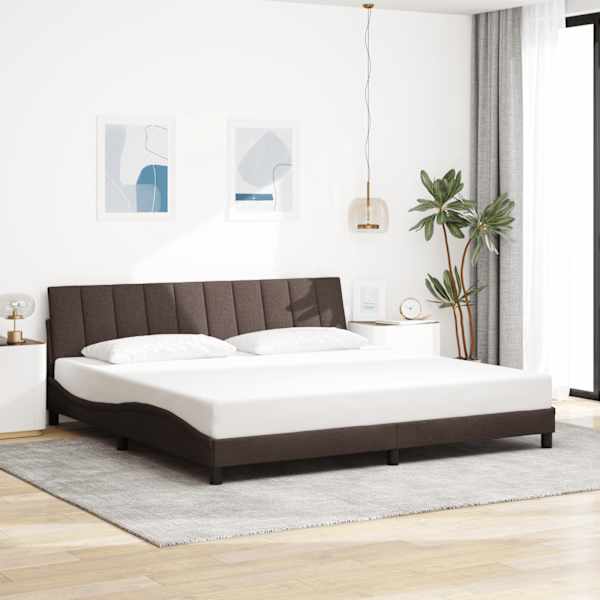 Voodiraam, tumepruun, 200 × 200 cm, kangas — mudel 3310415