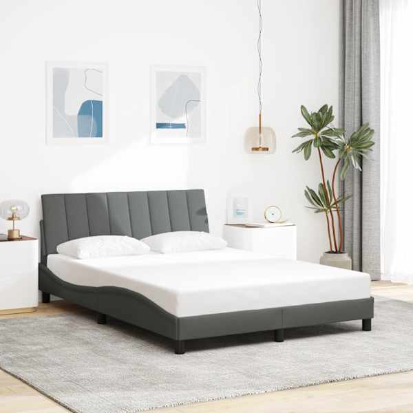 LED-valgustusega voodiraam, tumehall, 140 × 190 cm, kangas — mudel 3310455