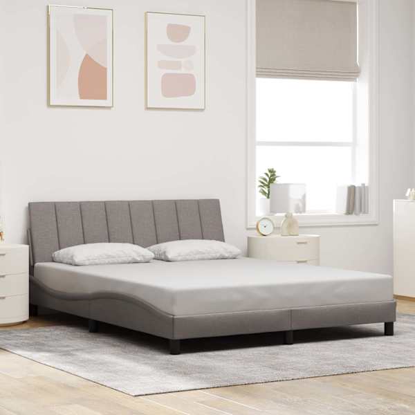 LED-valgustusega voodiraam, pruunikashall, 160 × 200 cm, kangas — mudel 3310472