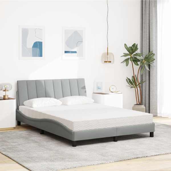 Voodiraam koos madratsiga, helehall, 120 × 200 cm, kangas — mudel 3310517