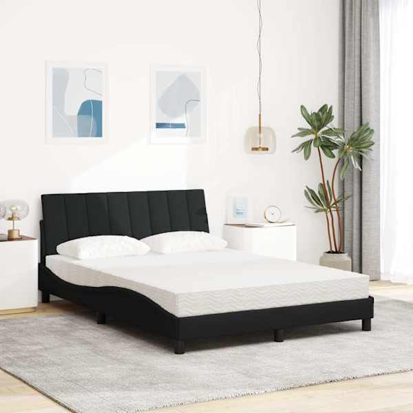 Voodiraam koos madratsiga, must, 140 × 200 cm, kangas — mudel 3310533