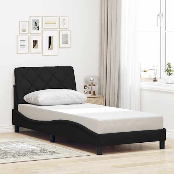 Voodiraam, must, 90 × 190 cm, kangas — mudel 3310568