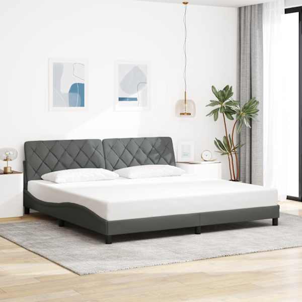 Voodiraam, tumehall, 200 × 200 cm, kangas — mudel 3310623