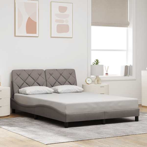 LED-valgustusega voodiraam, pruunikashall, 140 × 190 cm, kangas — mudel 3310668