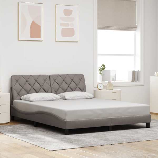LED-valgustusega voodiraam, pruunikashall, 160 × 200 cm, kangas — mudel 3310682