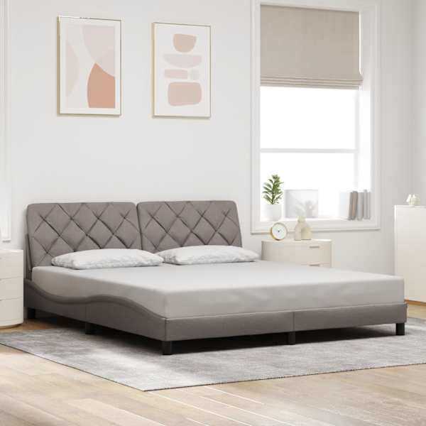 LED-valgustusega voodiraam, pruunikashall, 180 × 200 cm, kangas — mudel 3310689