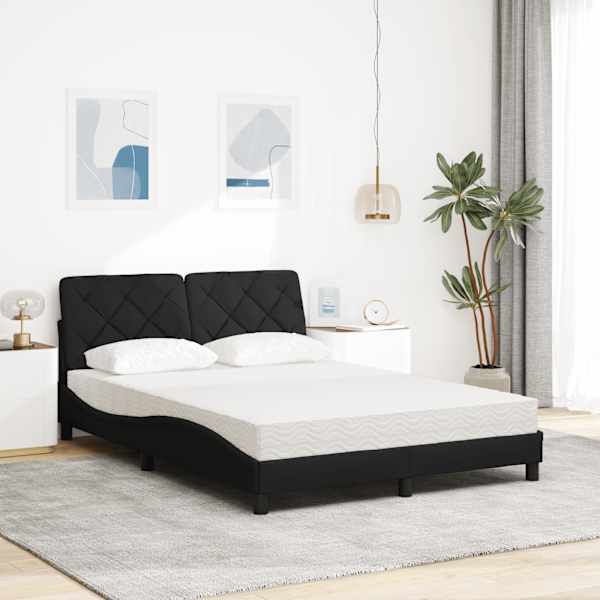 Voodiraam koos madratsiga, must, 120 × 200 cm, kangas — mudel 3310729