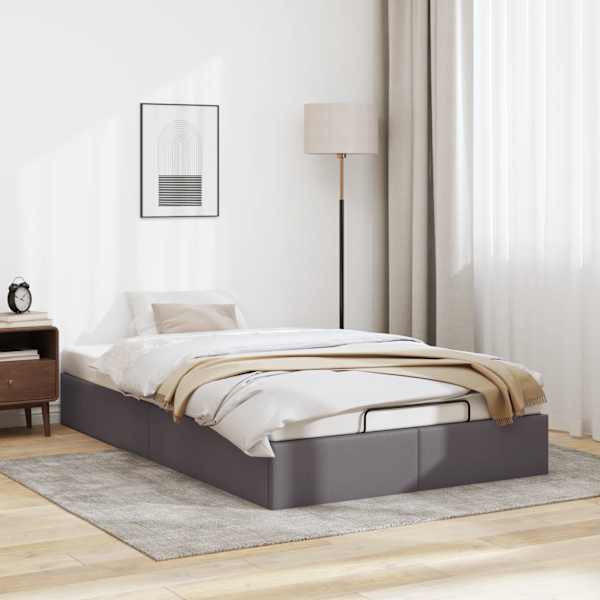 Voodiraam, hall, 120 × 190 cm, kunstnahk — mudel 3310792