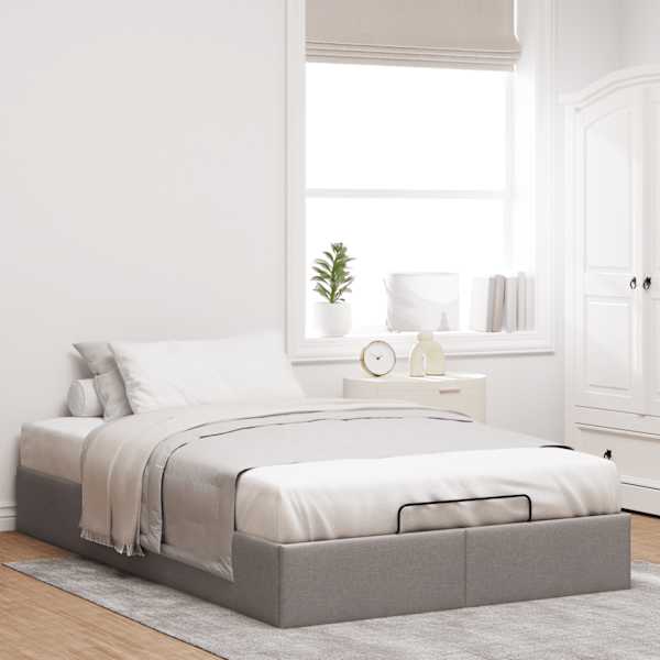 Voodiraam, pruunikashall, 120 × 190 cm, kangas — mudel 3310865