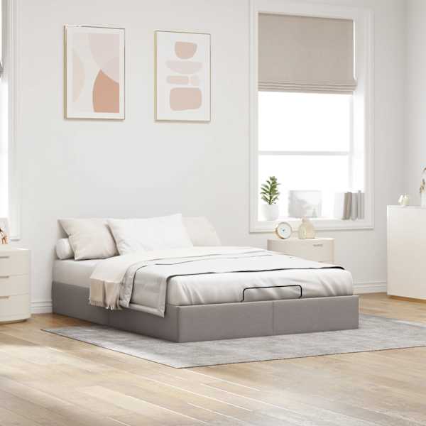 Voodiraam, pruunikashall, 140 × 190 cm, kangas — mudel 3310879