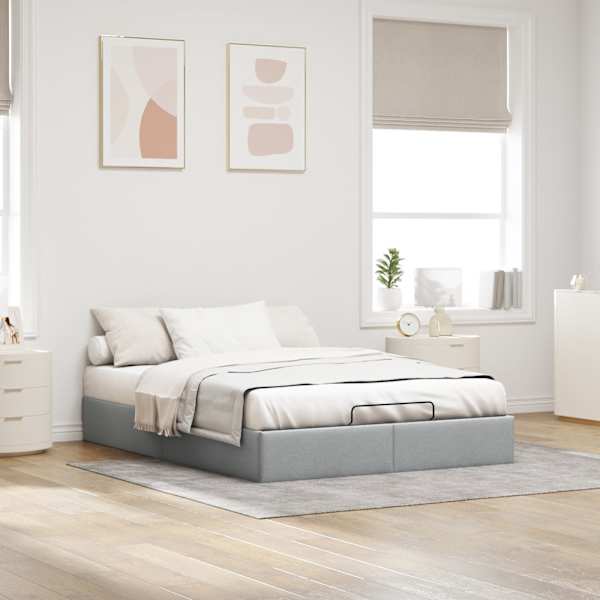Voodiraam, helehall, 140 × 200 cm, kangas — mudel 3310882