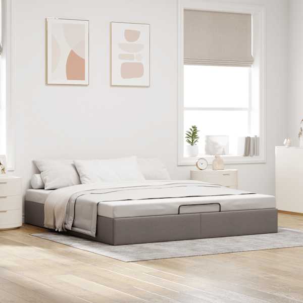 Voodiraam, pruunikashall, 180 × 200 cm, kangas — mudel 3310900