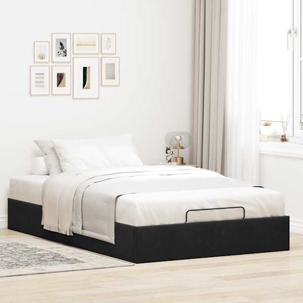Voodiraam, must, 120 × 190 cm, samet — mudel 3310951