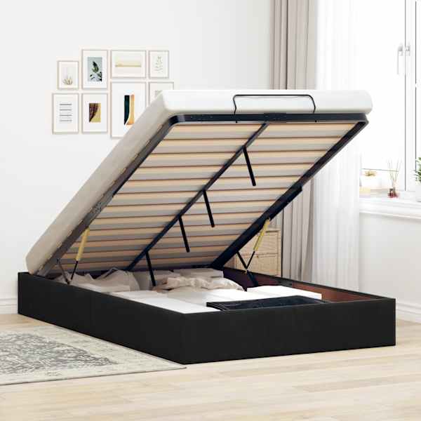 Voodiraam, must, 120 × 190 cm, samet — mudel 3310951