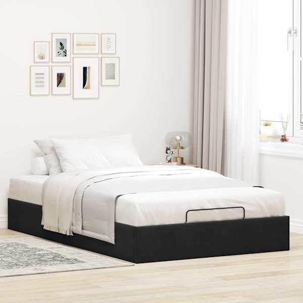 Voodiraam, must, 120 × 200 cm, samet — mudel 3310957