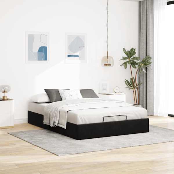 Voodiraam, must, 140 × 190 cm, samet — mudel 3310963