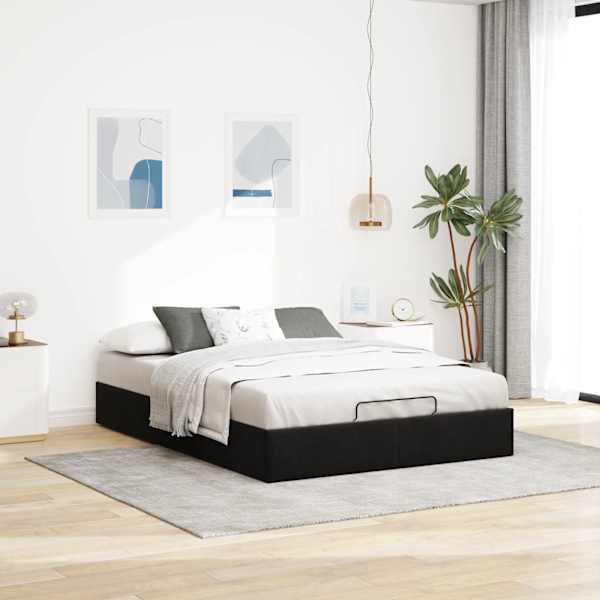 Voodiraam, must, 140 × 200 cm, samet — mudel 3310969