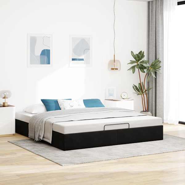 Voodiraam, must, 160 × 200 cm, samet — mudel 3310975