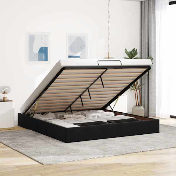 Voodiraam, must, 160 × 200 cm, samet — mudel 3310975