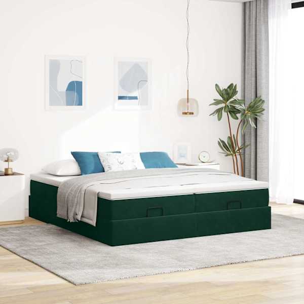 Voodiraam, 2 voodiraami, tumeroheline, 160 × 200 cm, samet