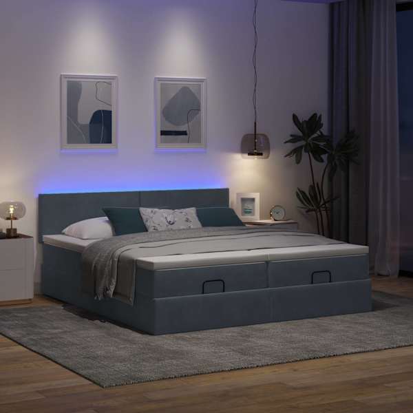 Voodiraam, tumehall, 160 × 200 cm, samet