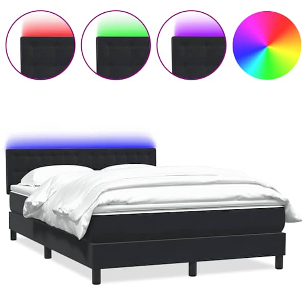 LED-valgustusega kontinentaalvoodi koos madratsiga, must, 160 × 210 cm, samet
