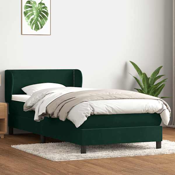 Kontinentaalvoodi koos madratsiga, tumeroheline, 80 × 220 cm, samet — mudel 3317466