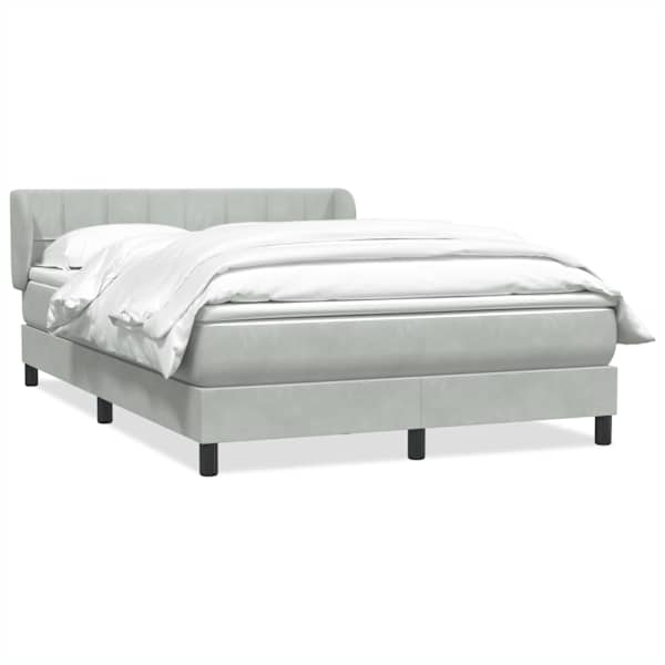 Kontinentaalvoodi koos madratsiga, helehall, 160 × 210 cm, samet — mudel 3317529