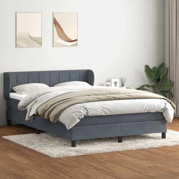 Kontinentaalvoodi koos madratsiga, tumehall, 160 × 210 cm, samet — mudel 3317530