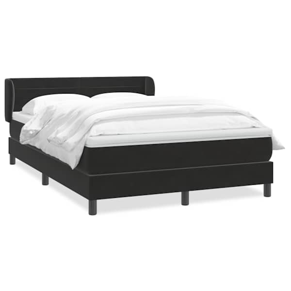 Kontinentaalvoodi koos madratsiga, must, 160 × 210 cm, samet