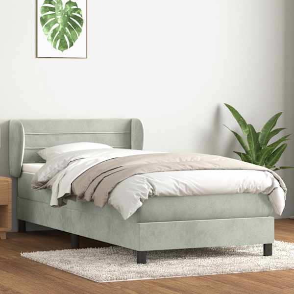 Kontinentaalvoodi koos madratsiga, helehall, 80 × 220 cm, samet — mudel 3317631