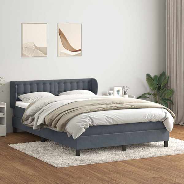 Kontinentaalvoodi koos madratsiga, tumehall, 160 × 210 cm, samet — mudel 3317866