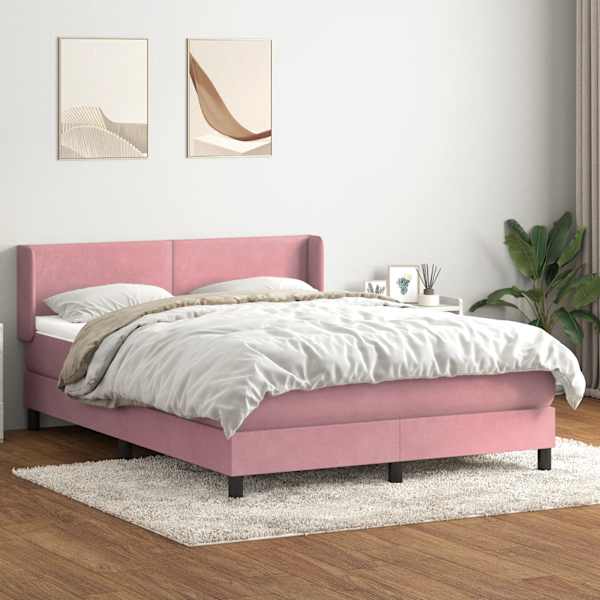 Kontinentaalvoodi koos madratsiga, roosa, 160 × 210 cm, samet — mudel 3317954