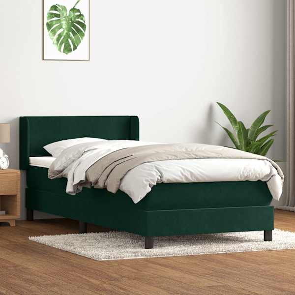 Kontinentaalvoodi koos madratsiga, tumeroheline, 80 × 220 cm, samet — mudel 3317970